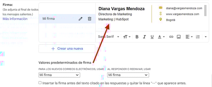 Cambios en la sección de la firma de correo de Gmail