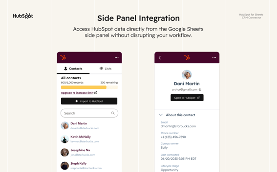 Integración con panel lateral de Google Sheets