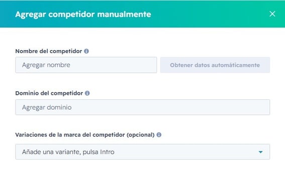Agregar competidores en HubSpot AEO