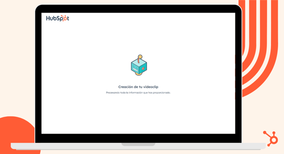 Pantalla de espera del creador de videoclips de HubSpot.
