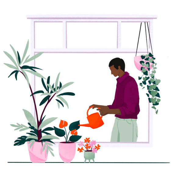 Imagen de un hombre regando plantas simbolizando optimización de interacciones