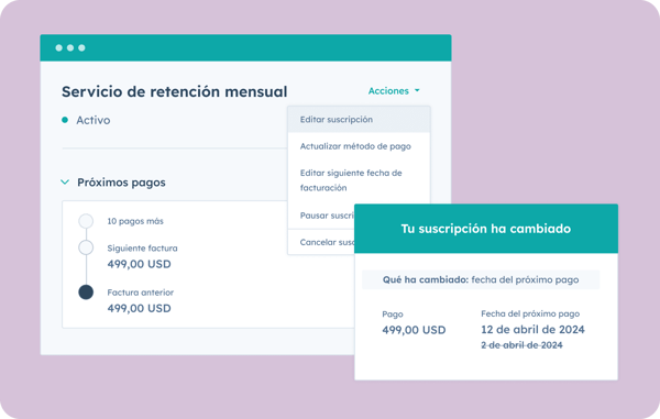 Acuerdo de retención mensual en Commerce Hub.