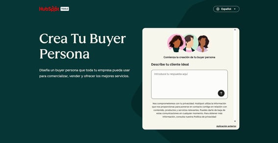 Pantalla inicial de Make My Persona en español