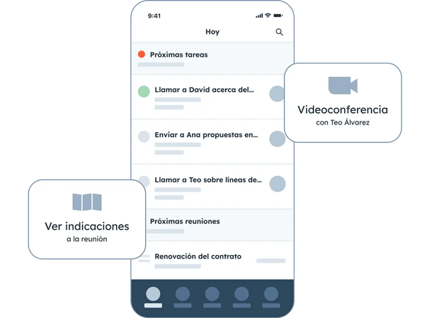 Dashboard de tareas en HubSpot desde un móvil