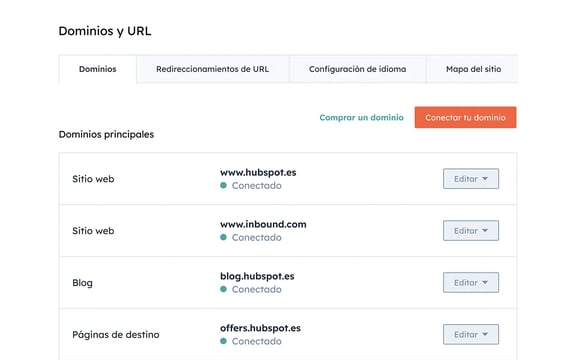 Dominio URL HubSpot
