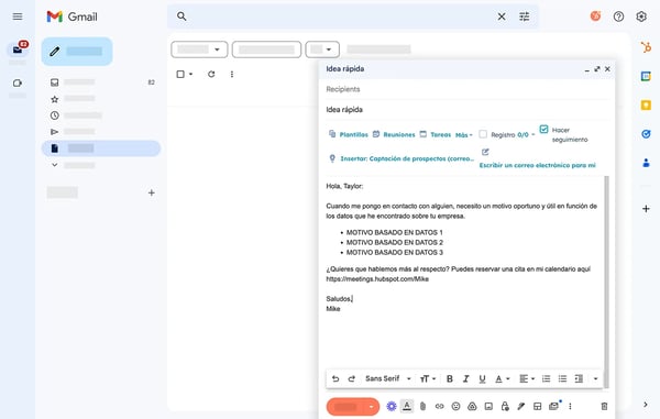 Correo de seguimiento por Gmail en la herramienta de correo electrónico de HubSpot