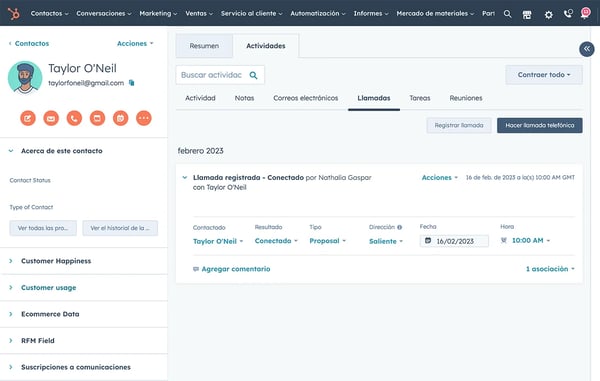 registro de cliente en CRM