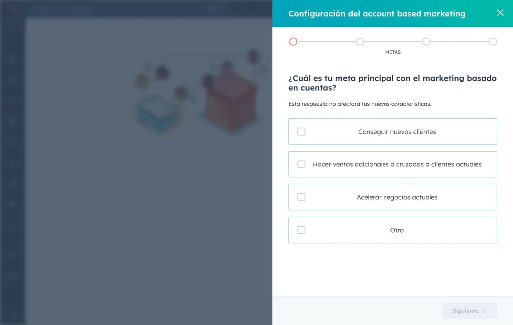  Configuración de la función de marketing basado en cuentas de HubSpot que muestra cómo activarla.