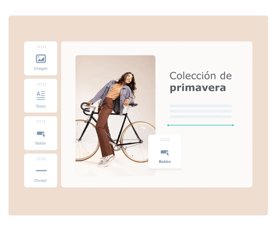 Interfaz de arrastrar y soltar del creador de páginas web de HubSpot