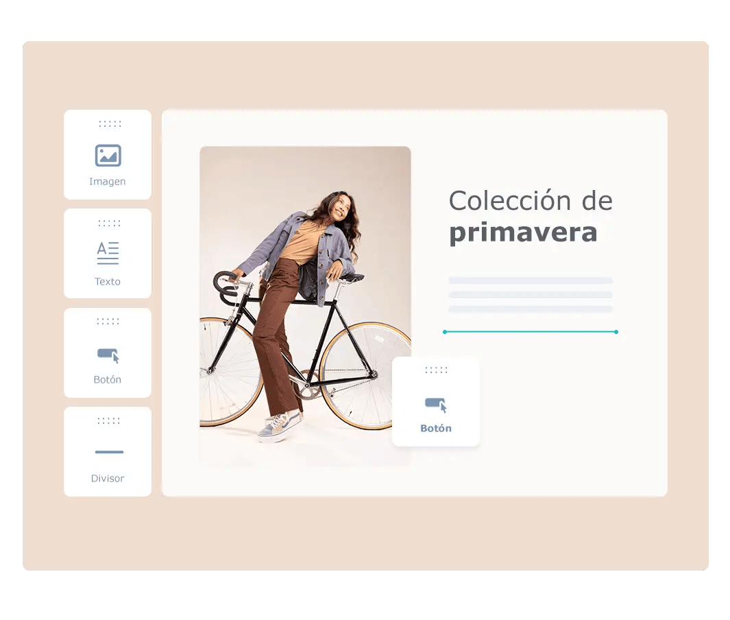 Interfaz de arrastrar y soltar del creador de páginas web de HubSpot