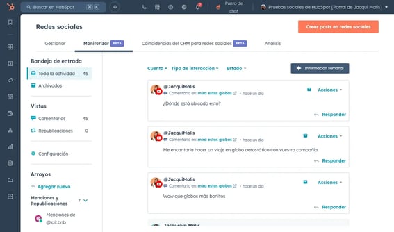 Publicación en redes sociales programada con el software de HubSpot