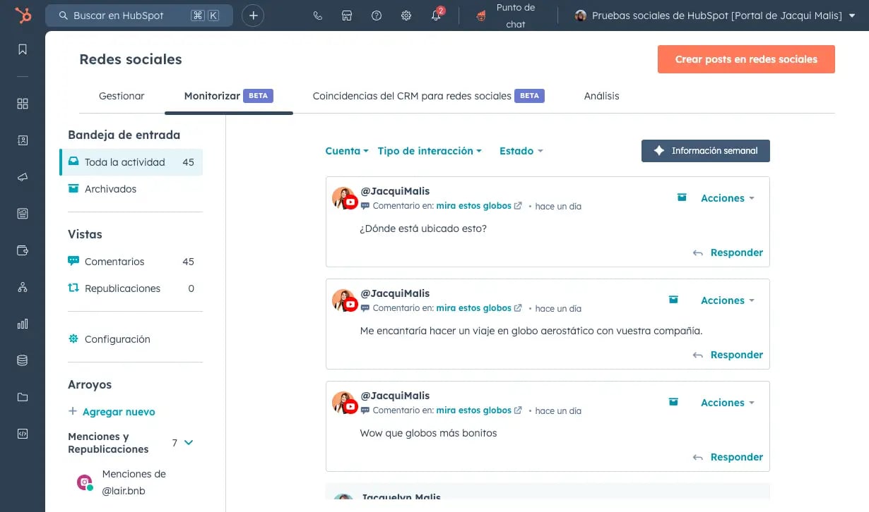 Publicación en redes sociales programada con el software de HubSpot