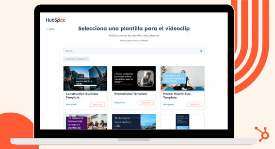 Interfaz para seleccionar una plantilla para la conversión de texto a video.