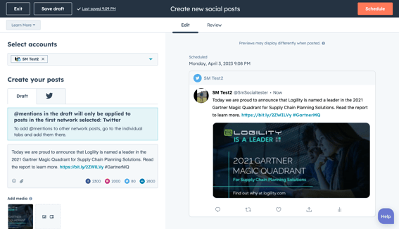 Publicación en redes sociales