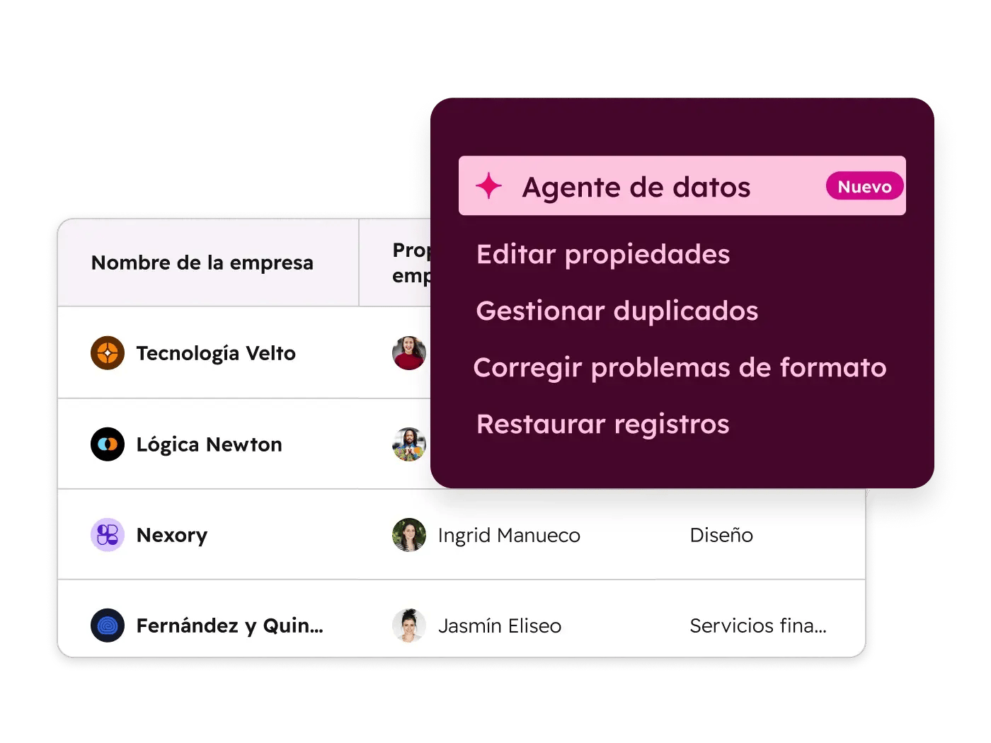 Interfaz de usuario simplificada de Breeze que muestra los datos del agente de análisis de clientes