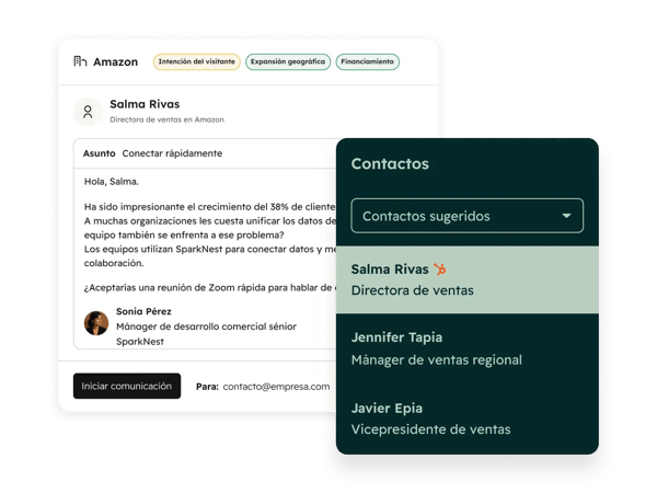 interfaz de contactos de intención de compra