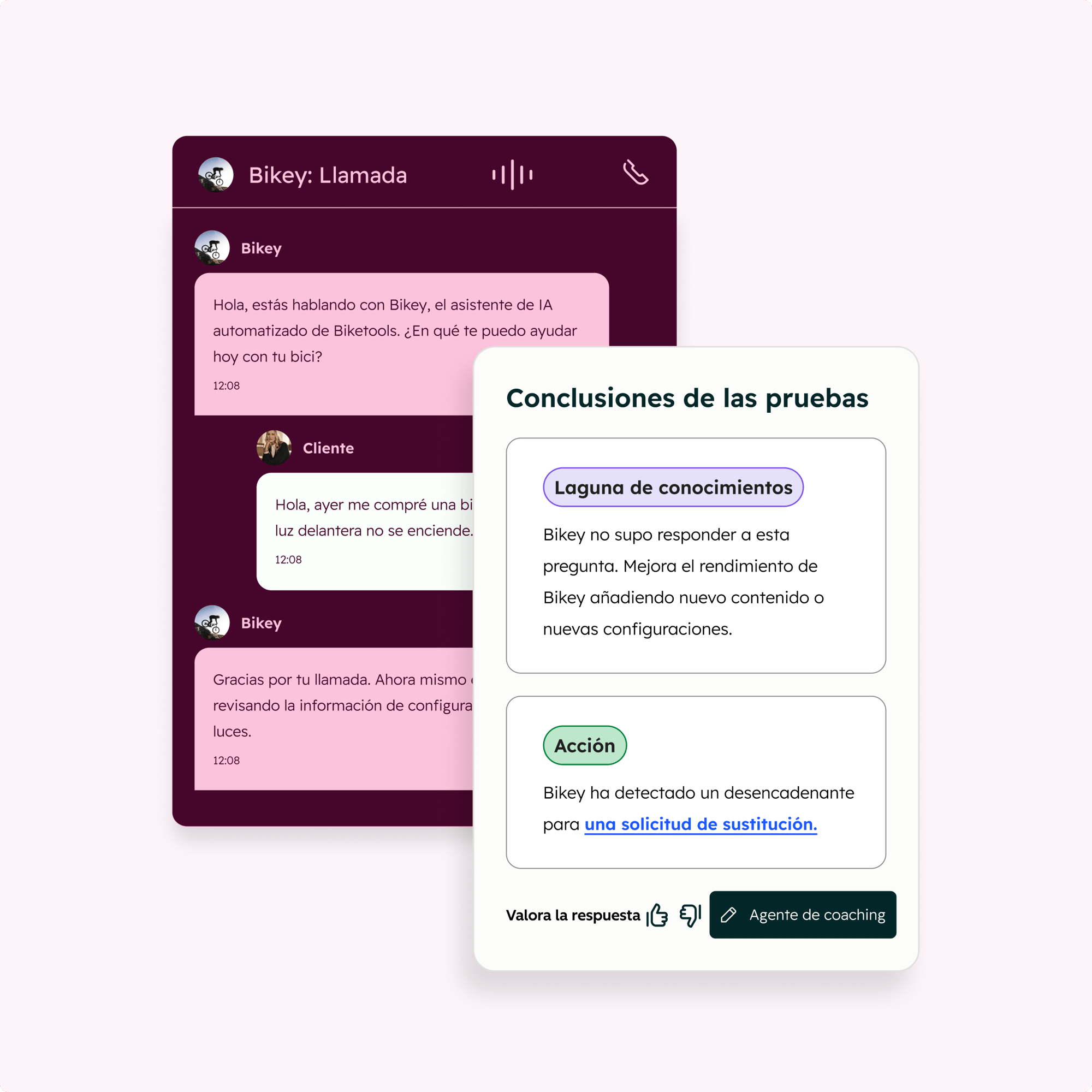 Interfaz de usuario simplificada del agente de datos que muestra el seguimiento de señales