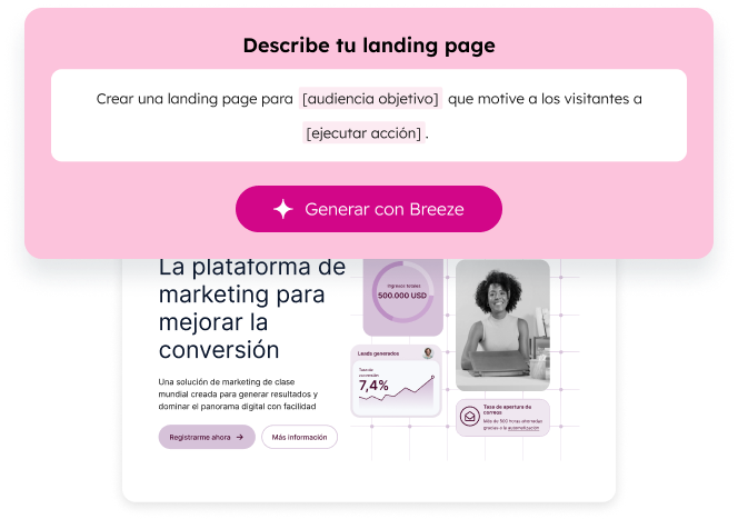 Herramienta de páginas de destino de HubSpot con editor de arrastrar y soltar