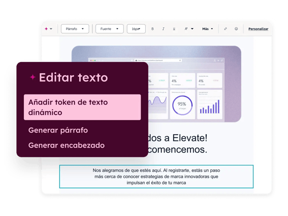 Token de texto dinámico para correos.
