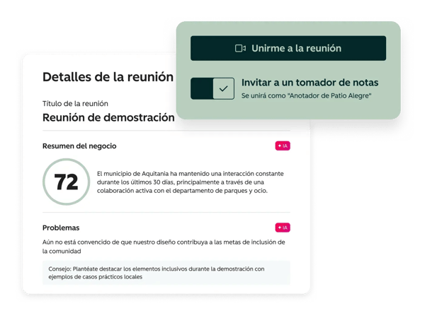 Página de preparación para la reunión