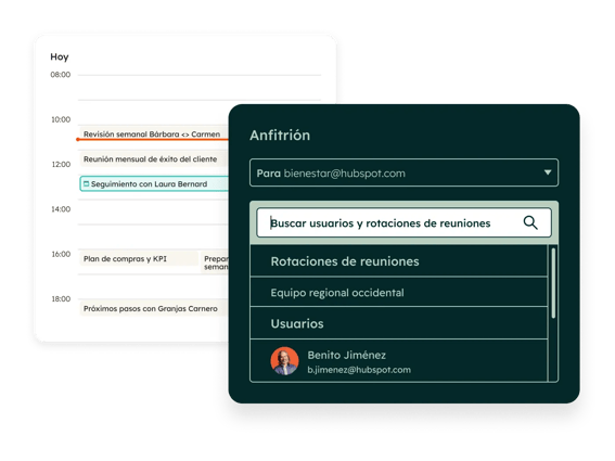 Imagen del programador de reuniones de HubSpot mostrando las opciones para configurar una cita.