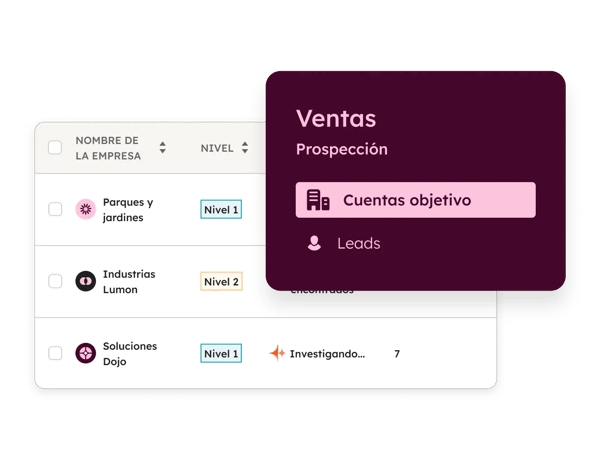 interfaz de usuario simplificada de la pestaña de cuentas del espacio de ventas de Sales Hub