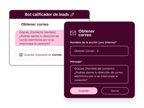 Personalización de un flujo de conversación en el creador de chatbots de HubSpot.