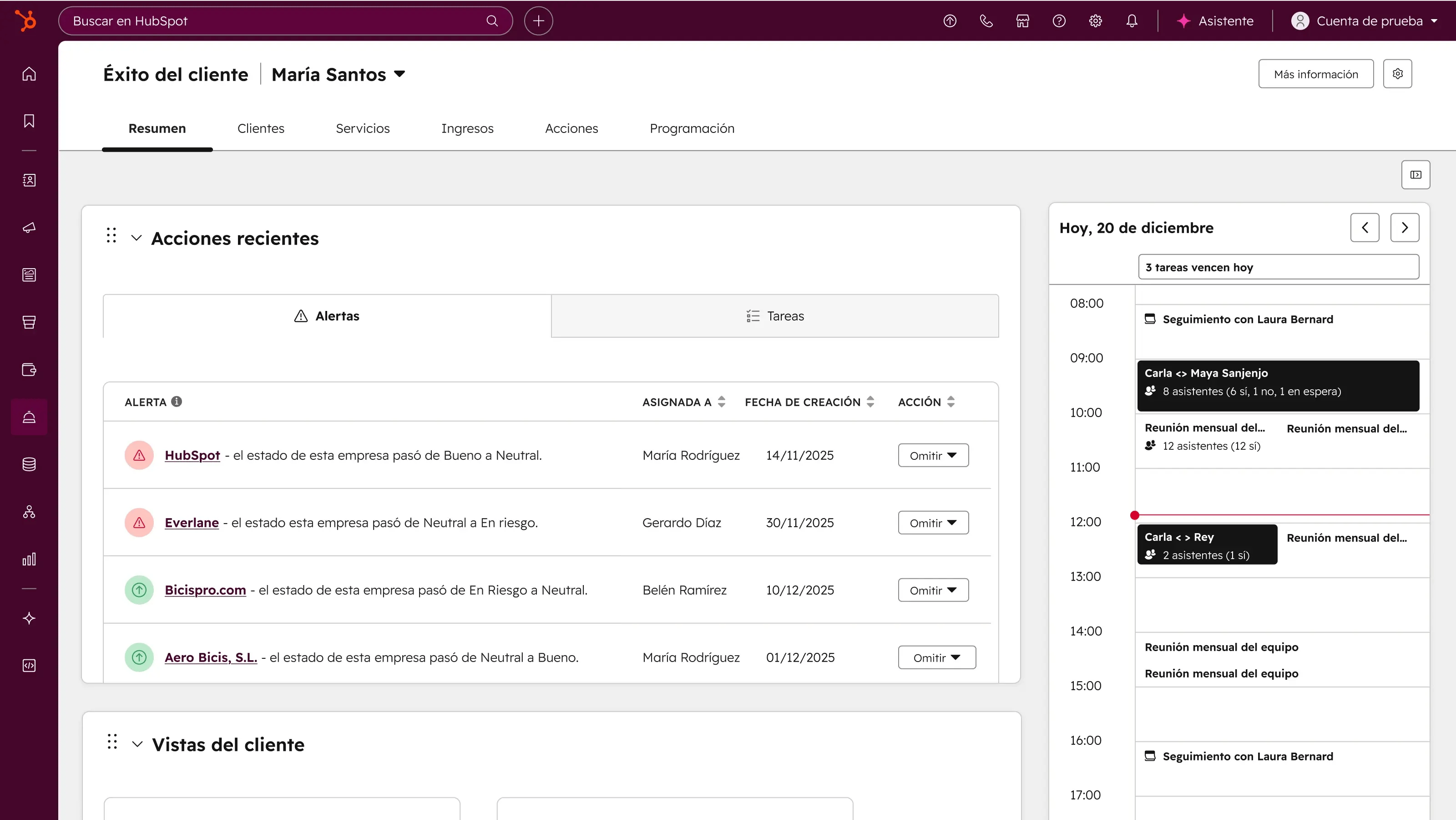 Service Hub - Interfaz del centro de ayuda donde se ven las pestañas del contacto, actividades, llamadas, empresa, negocios y tickets.