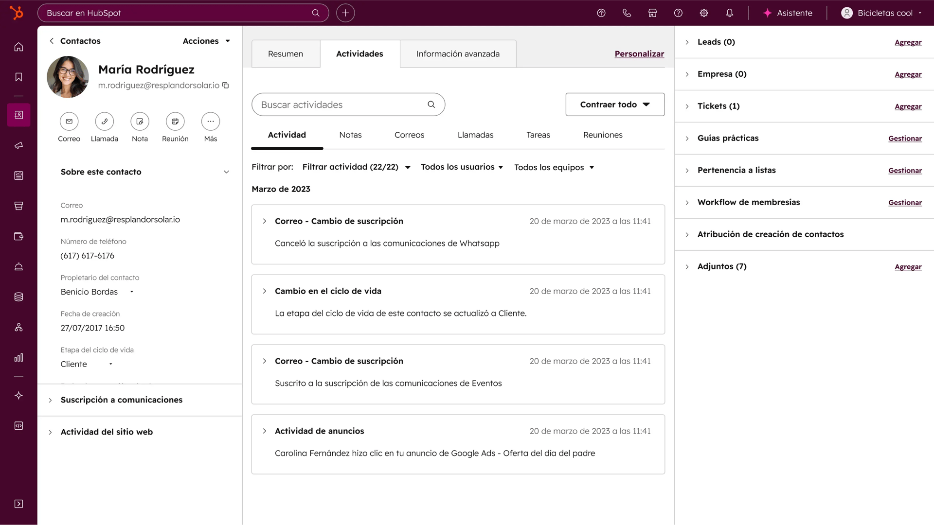 Smart CRM - Registro de contacto en el Smart CRM