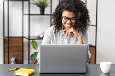 Woman working on laptop