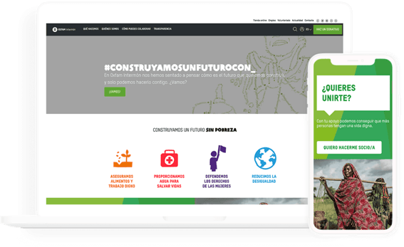 ejemplo de página web de Oxfam