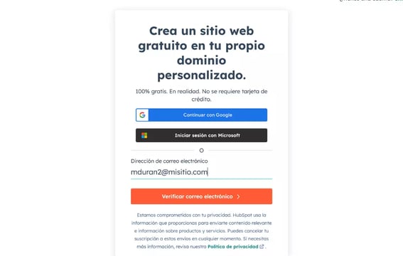 creacion de cuenta en HubSpot