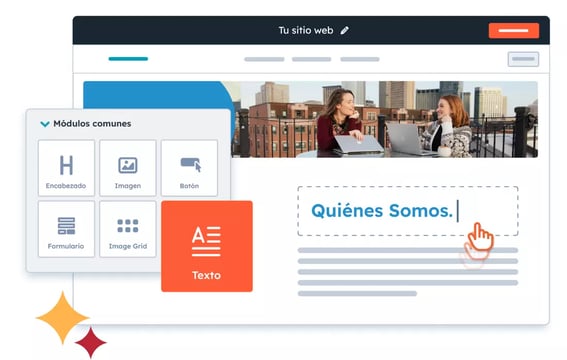 editando una página web en HubSpot