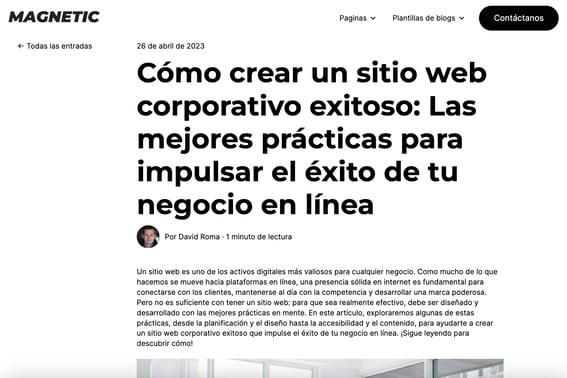 ejemplo de un blog corporativo