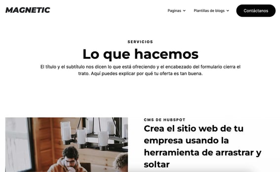 ejemplo de página web de servicios
