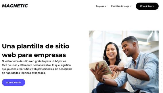 ejemplo de una pagina de inicio en una web corporativa