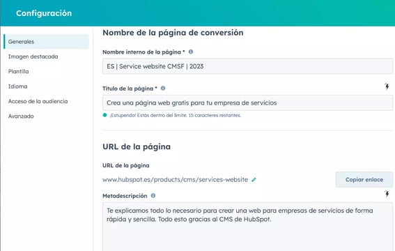 parámetros SEO para pagina web de servicios