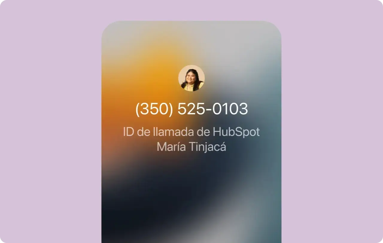 Imagen de la aplicación de CRM móvil de HubSpot donde se muestra el identificador de llamadas.