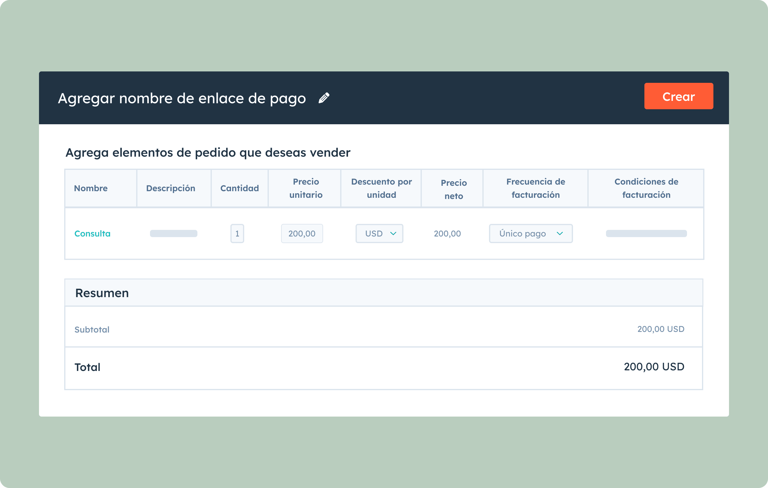 Editor de enlaces de pago en HubSpot.