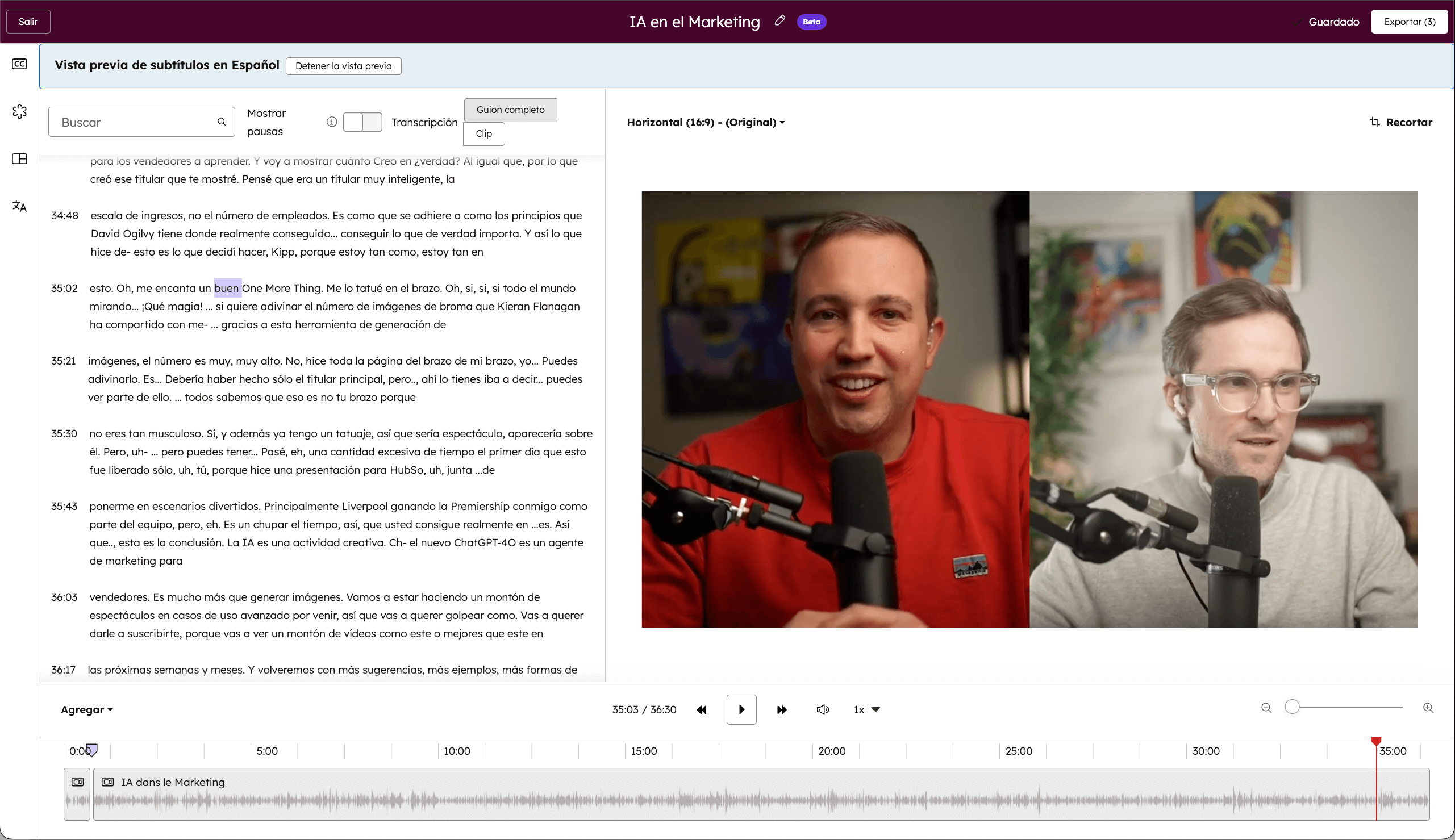 Imagen del editor de videos de HubSpot