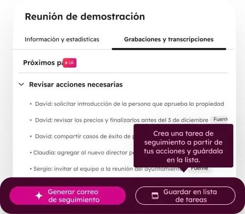 Convierte los próximos pasos en tareas sin tener que reescribirlos.