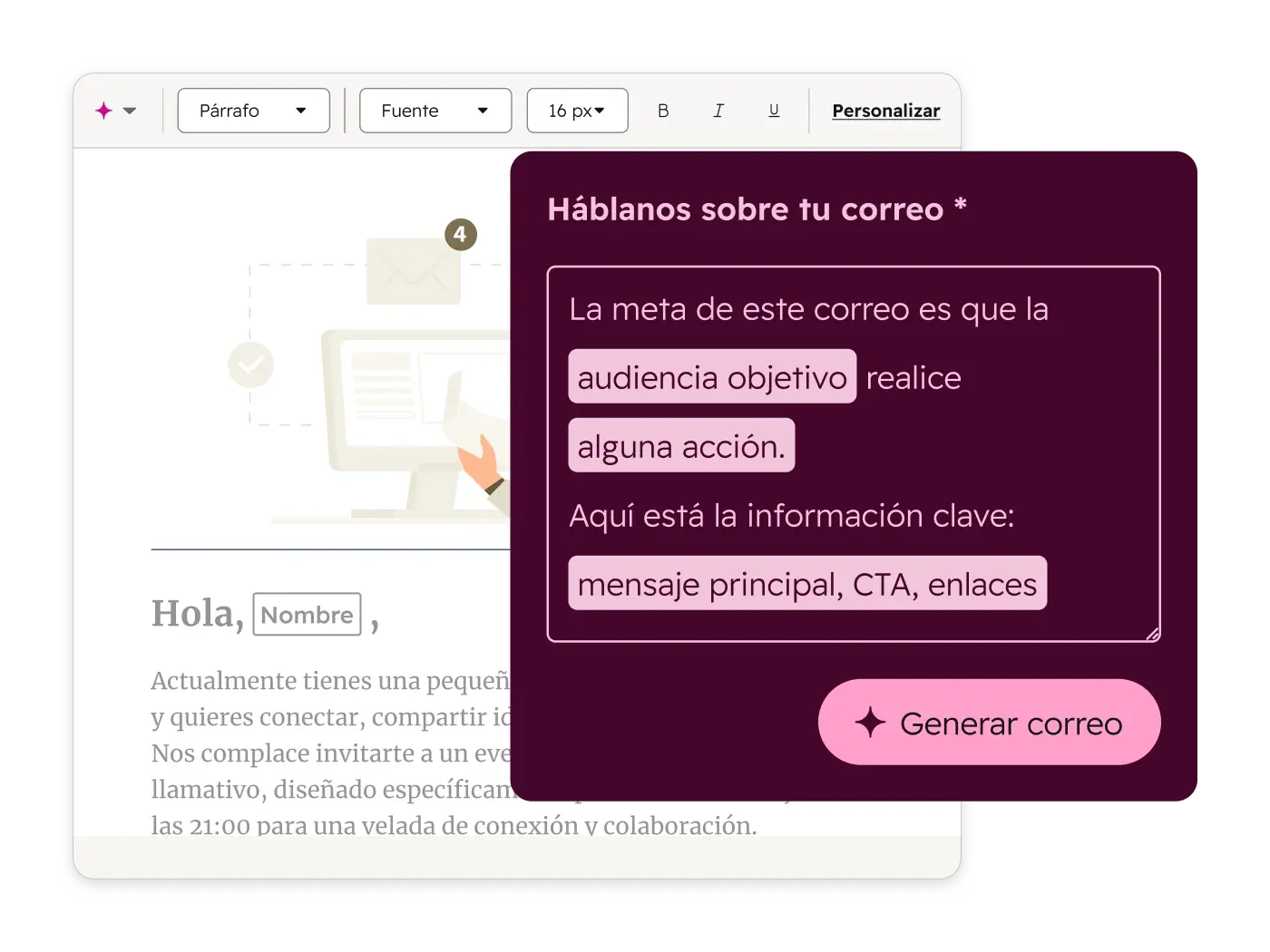 Genera emails con un prompt