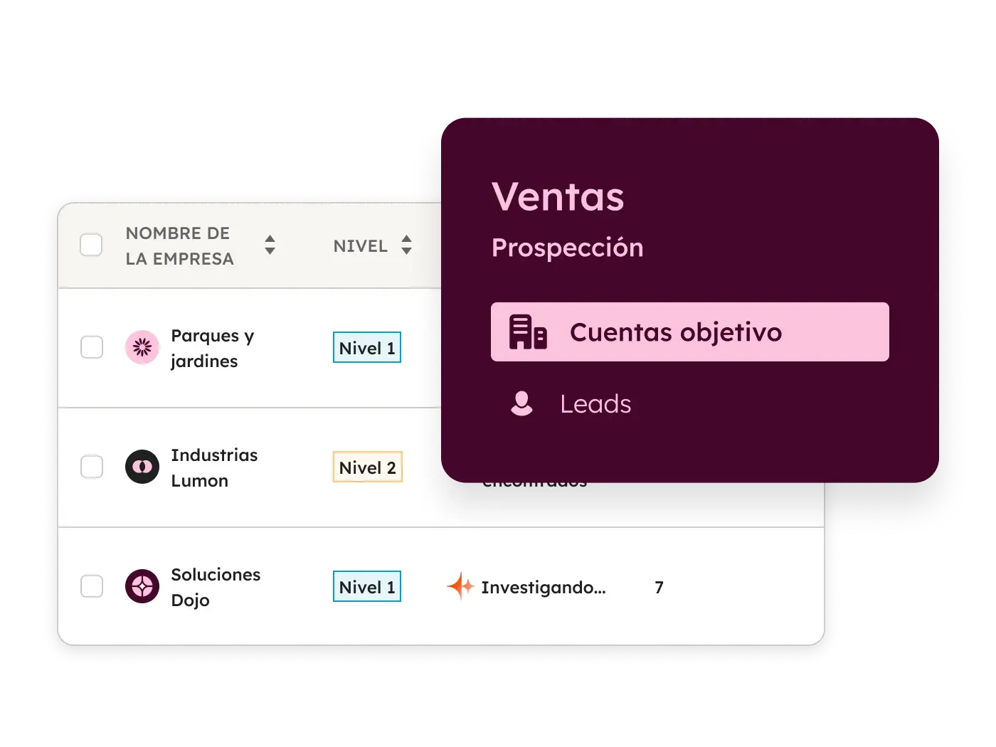 interfaz de usuario simplificada de la pestaña de cuentas del espacio de ventas de Sales Hub