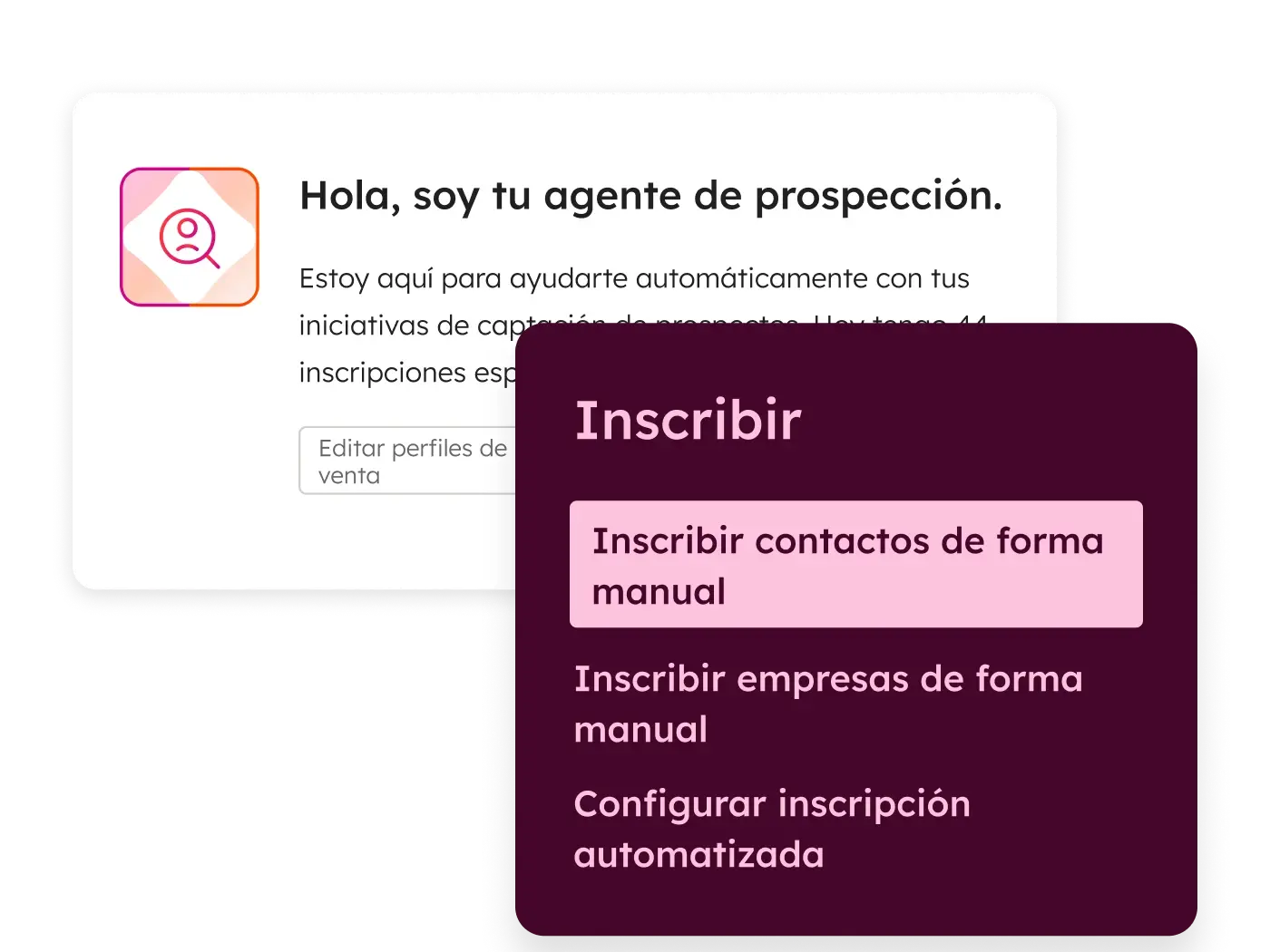 Pantalla de agente de prospección