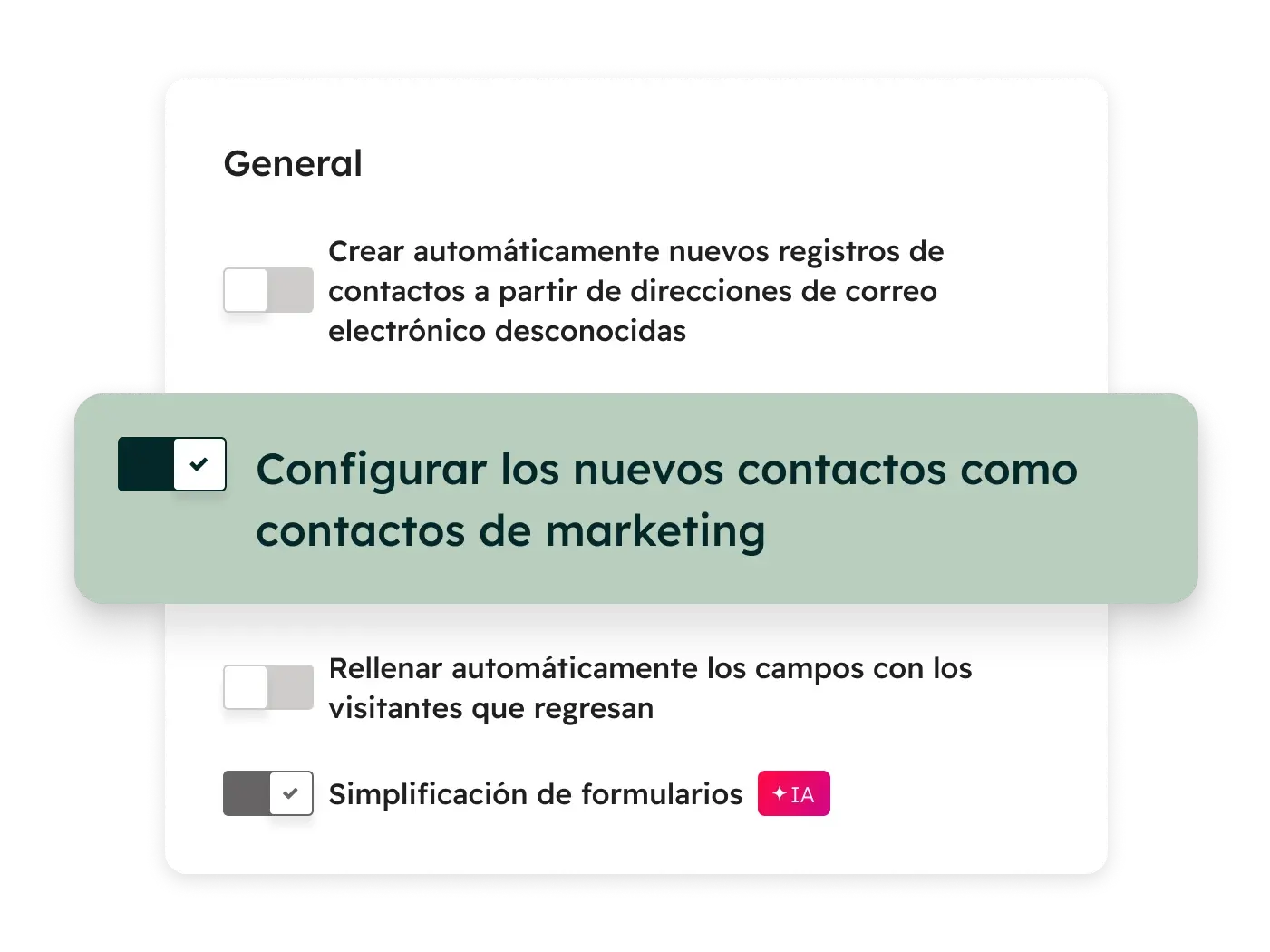 Imagen de configuración de contactos