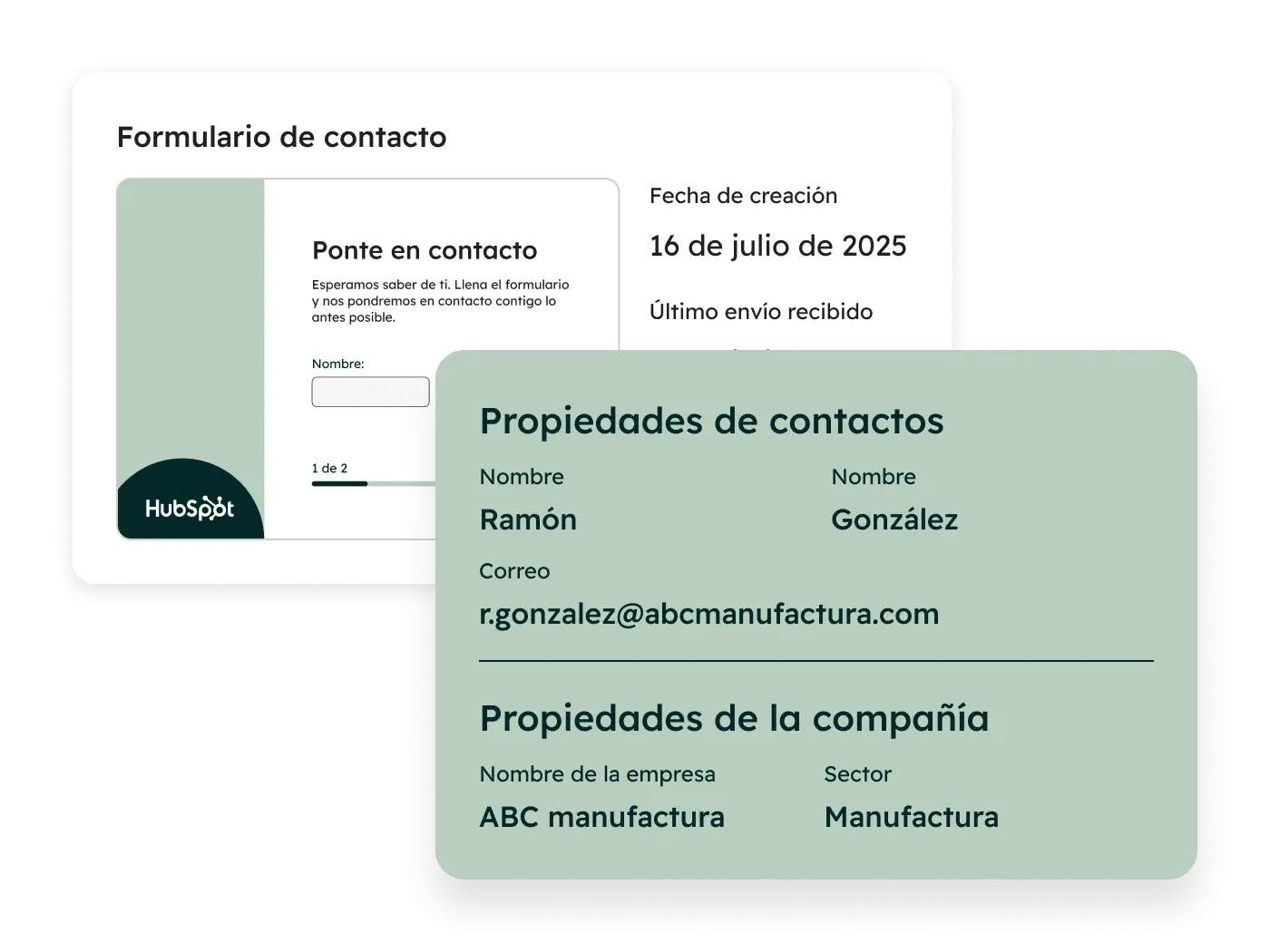 Images de valor y propiedades del contacto