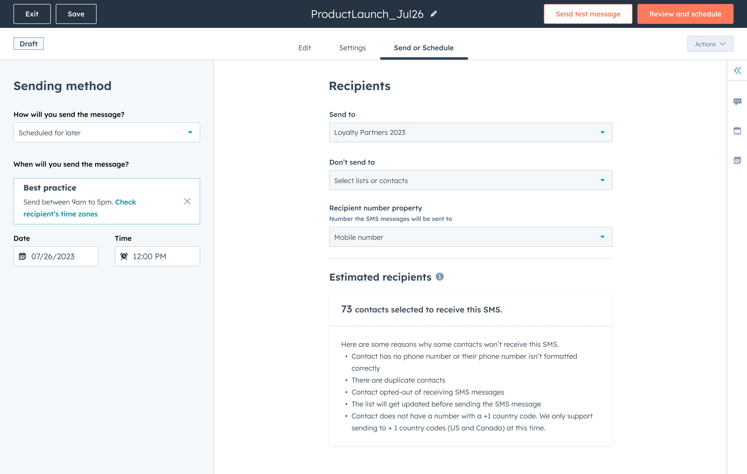 SMS Editor helps you send or schedule SMS